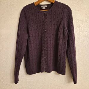 Eddie Bauer Amethyst Purple Cardigan Sweater: Lg: Classic Effortless Essential